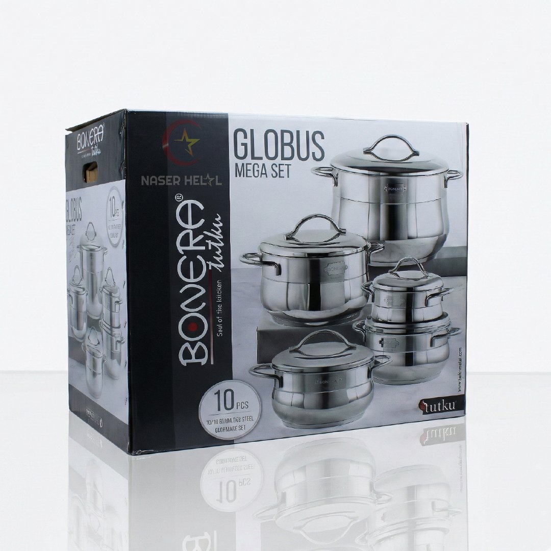 1 طقم ستيل بومبيه 10 قطع مقاس 32 يد فضى - بونيرا - الصورة 1