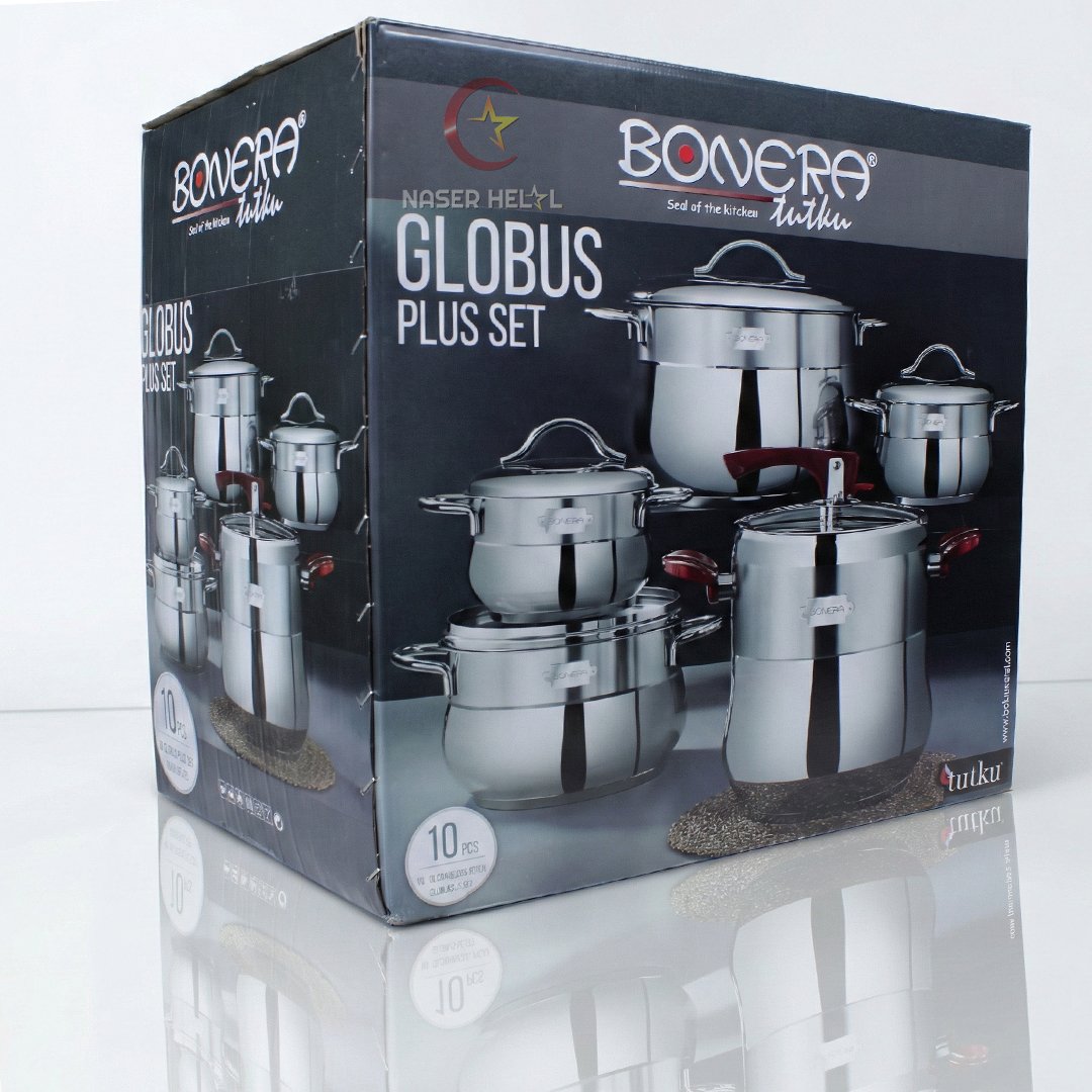 1 طقم ستيل بومبيه 10 قطع مقاس 32 بحلة ضغط 12 لتر- بونيرا - الصورة 1