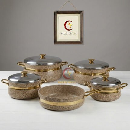 طقم جرانيت بشريط دهبى ويد دهبى-نايل-بونيرا