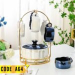 ⁦طقم شوربة بالحلة سيلفر مضلع- كودA64⁩ - الصورة ⁦2⁩