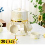 ⁦طقم شوربة بالحلة ديكور زهرة-كودA65⁩ - الصورة ⁦4⁩