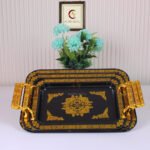 طقم صوانى اكليرك مستطيل مدهب