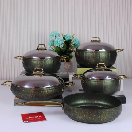 طقم جرانيت بومبية يد مدهب 9 قطع بسمك 6 مللى-مونتيلا