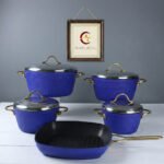 ⁦طقم تيتانيوم مضلع بيد مدهب 9قطع-فينزيا-بونيرا⁩ - الصورة ⁦10⁩