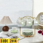 طقم قهوة توليب على حامل مدهب-كود2814