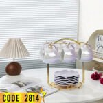 ⁦طقم قهوة توليب على حامل مدهب-كود2814⁩ - الصورة ⁦2⁩