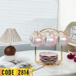 ⁦طقم قهوة توليب على حامل مدهب-كود2814⁩ - الصورة ⁦3⁩